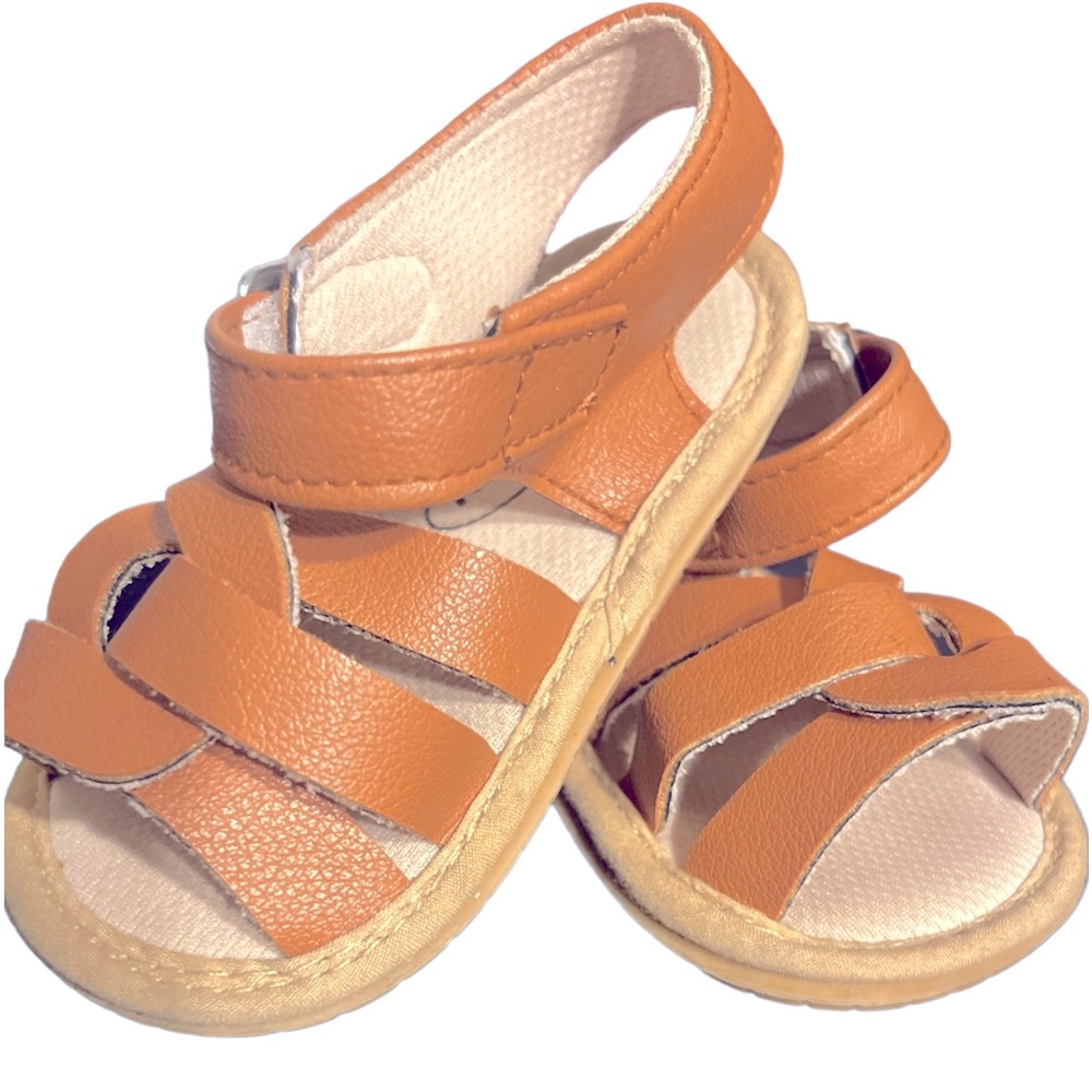 Gender Neutral Soft Sole Vegan Leather Sandals w/ Velcro Strap